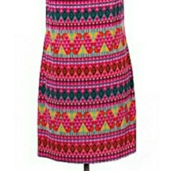 Laundry by Design Retro 70's Glam Bright Halter Keyhole Cutout Shift Dress Sz  M - Picture 7 of 10